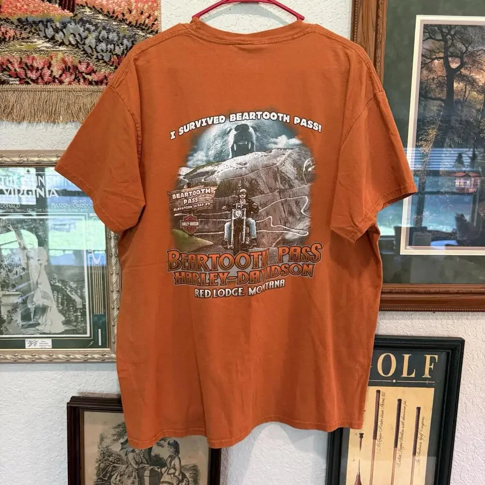 Vintage 00s Harley Davidson Motorcycles‎ Beartooth Pass Montana Shirt Size XL